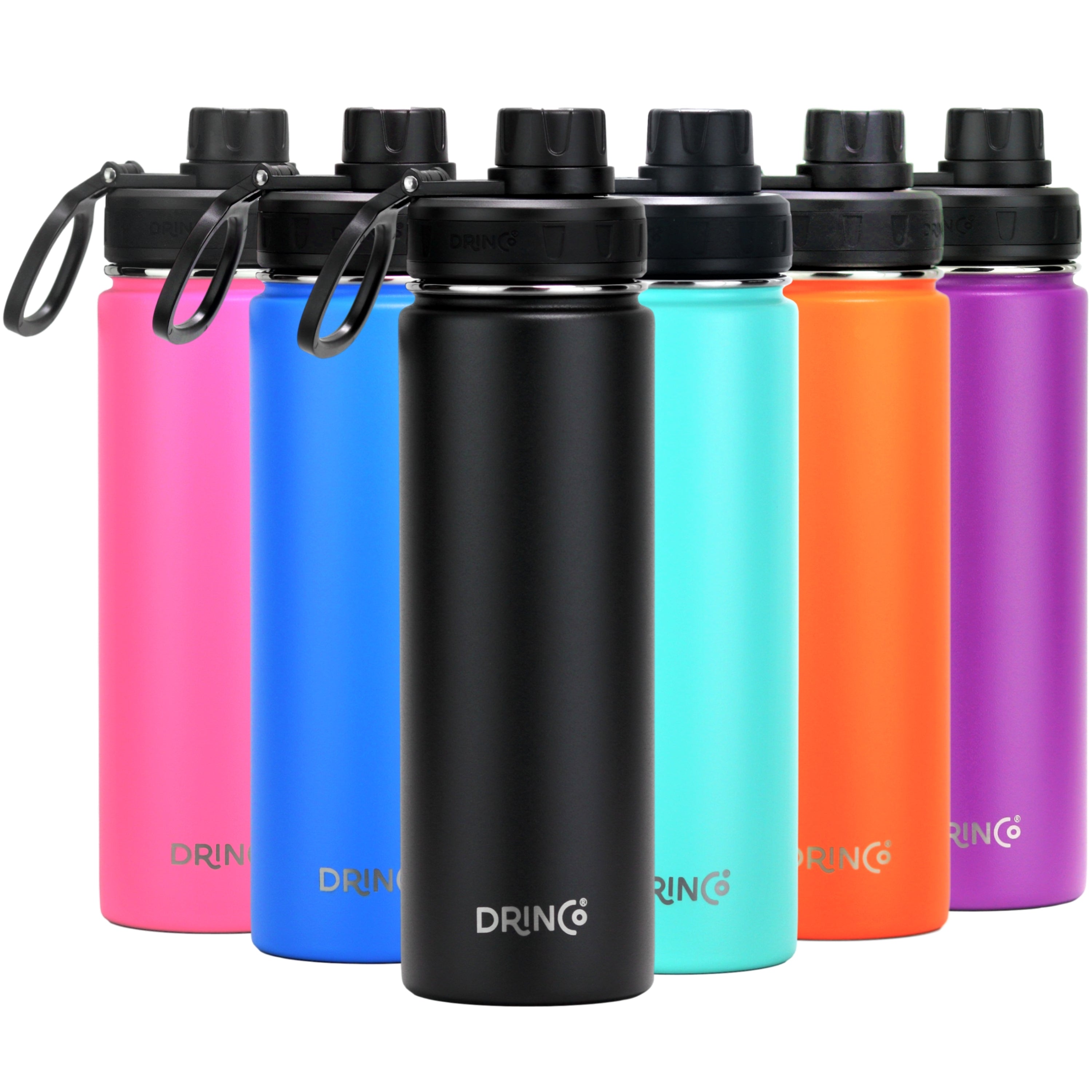 DRINCO® 22oz Stainless Steel Sport Water Bottle - Black by Orchid Lavender Water Bottles