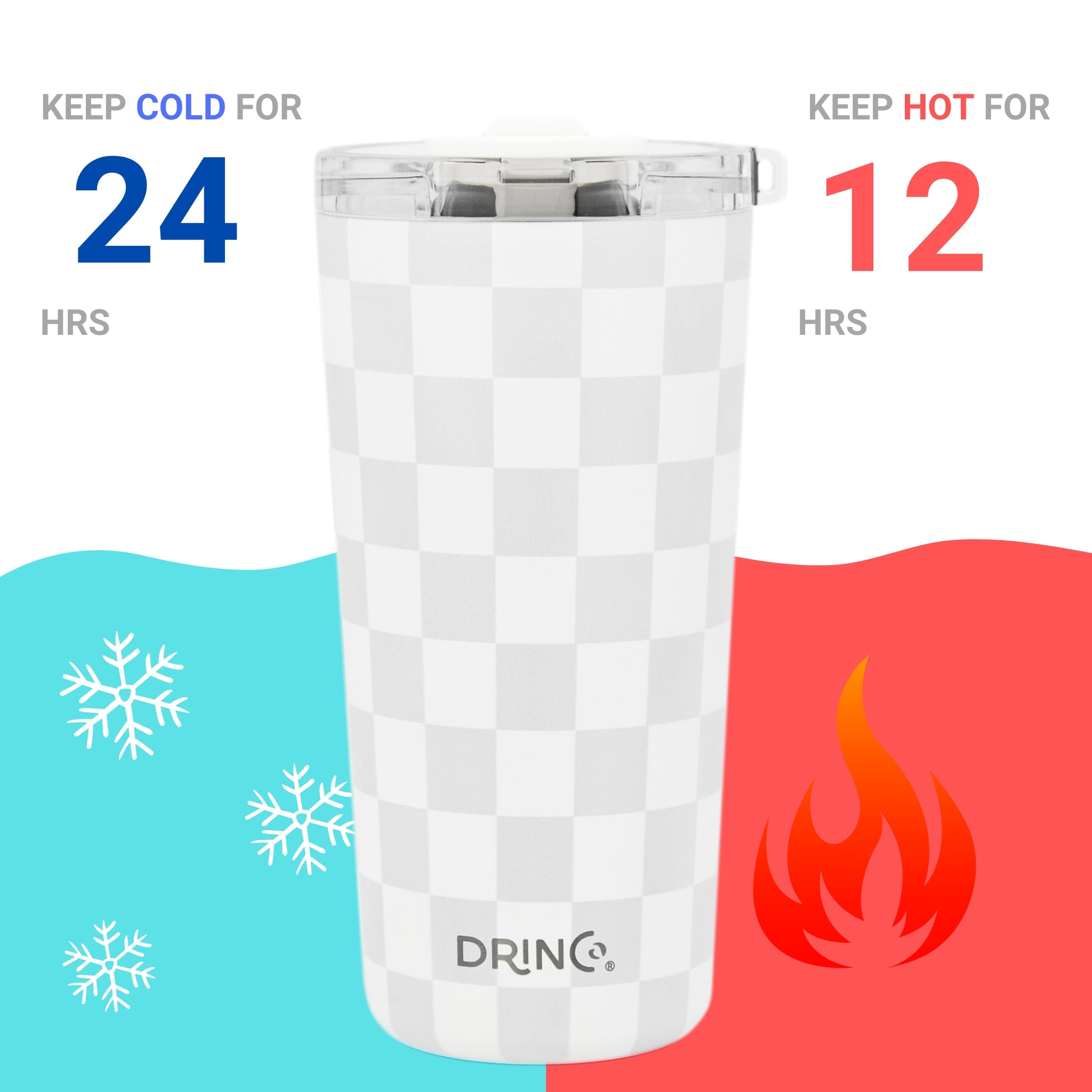 DRINCO® Seattle 20oz Insulated Tumbler Leakproof w/straw-Checker by Orchid Lavender Tumblers