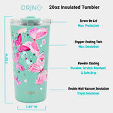 DRINCO® Seattle 20oz Insulated Tumbler Leakproof w/straw-Butterfly by Orchid Lavender Tumblers