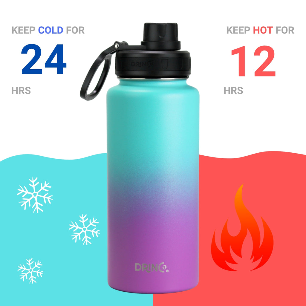 DRINCO® 32oz Stainless Steel Water Bottle - Ombre Fuchsia Teal by Orchid Lavender Water Bottles