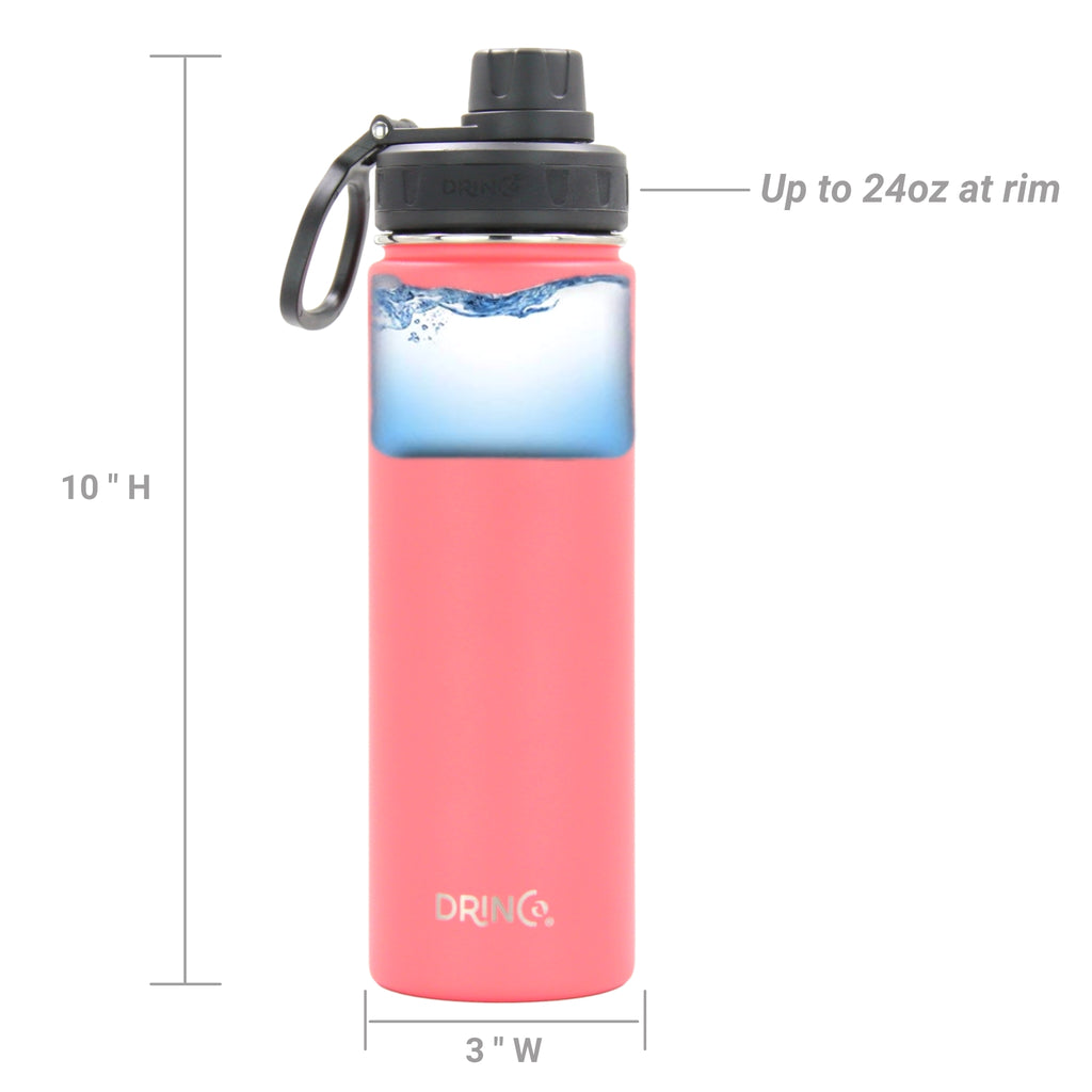 DRINCO® 22oz Stainless Steel Sport Water Bottle - Coral Paradise by Orchid Lavender Water Bottles