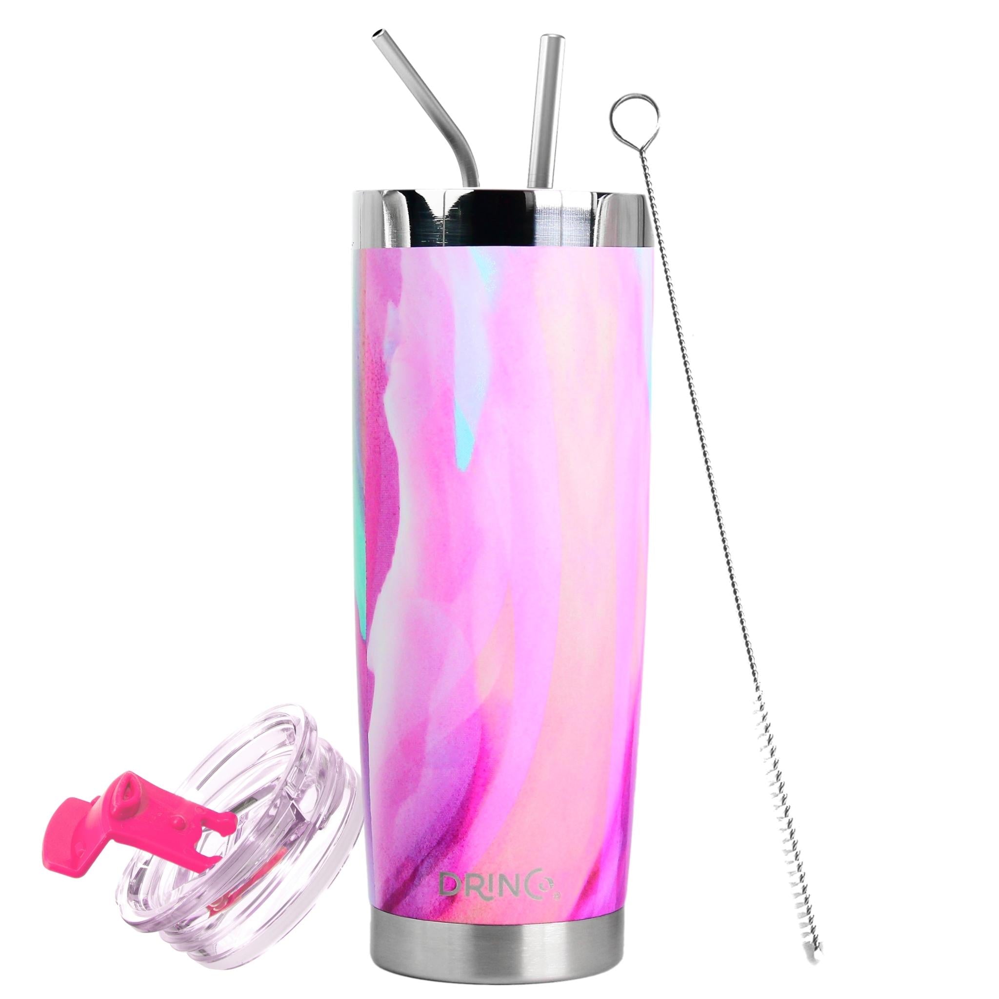 DRINCO® 20oz Insulated Tumbler w/Spill Proof Lid, 2 Straws (Galaxy) by Orchid Lavender Tumblers