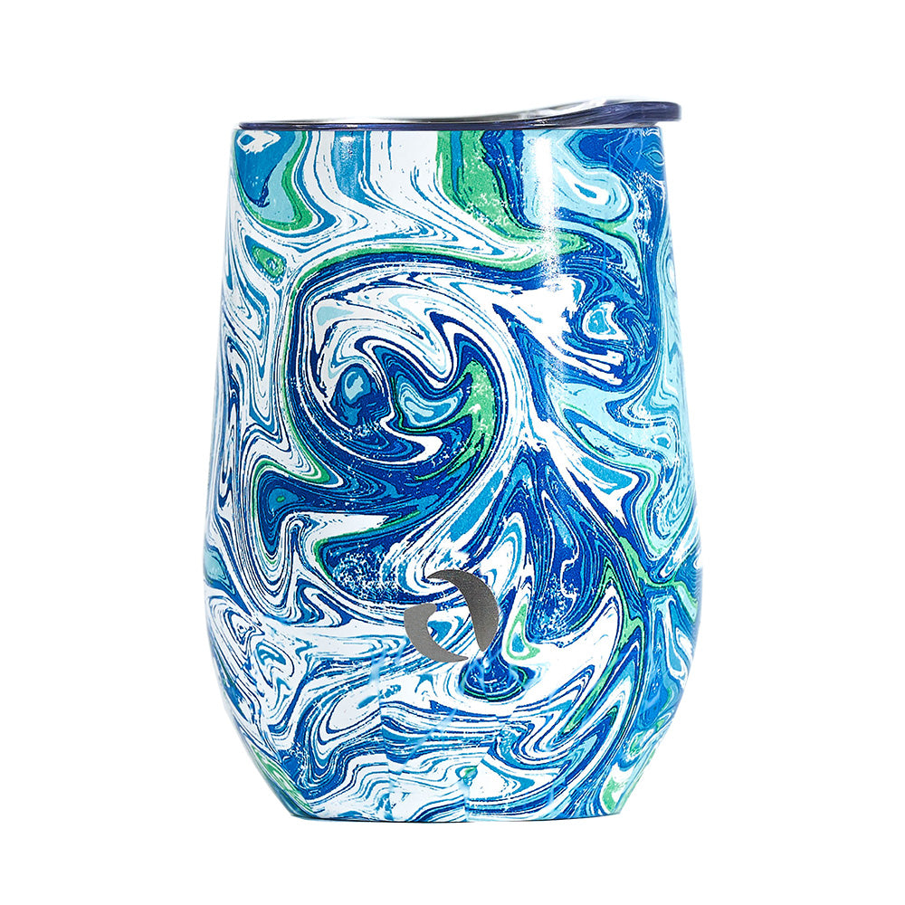 DRINCO® 12oz Insulated Wine Tumbler Glass (Venice Swirl) by Orchid Lavender Tumblers
