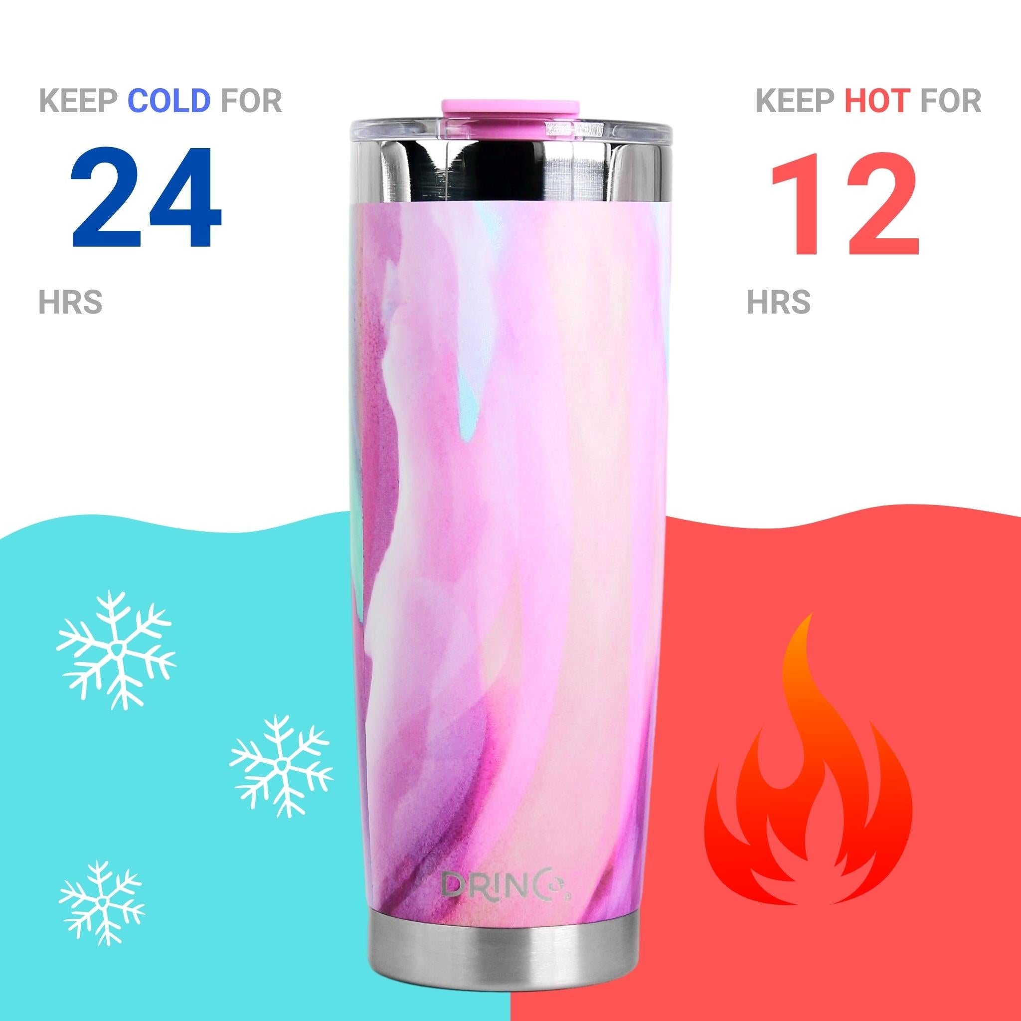 DRINCO® 20oz Insulated Tumbler w/Spill Proof Lid, 2 Straws (Galaxy) by Orchid Lavender Tumblers