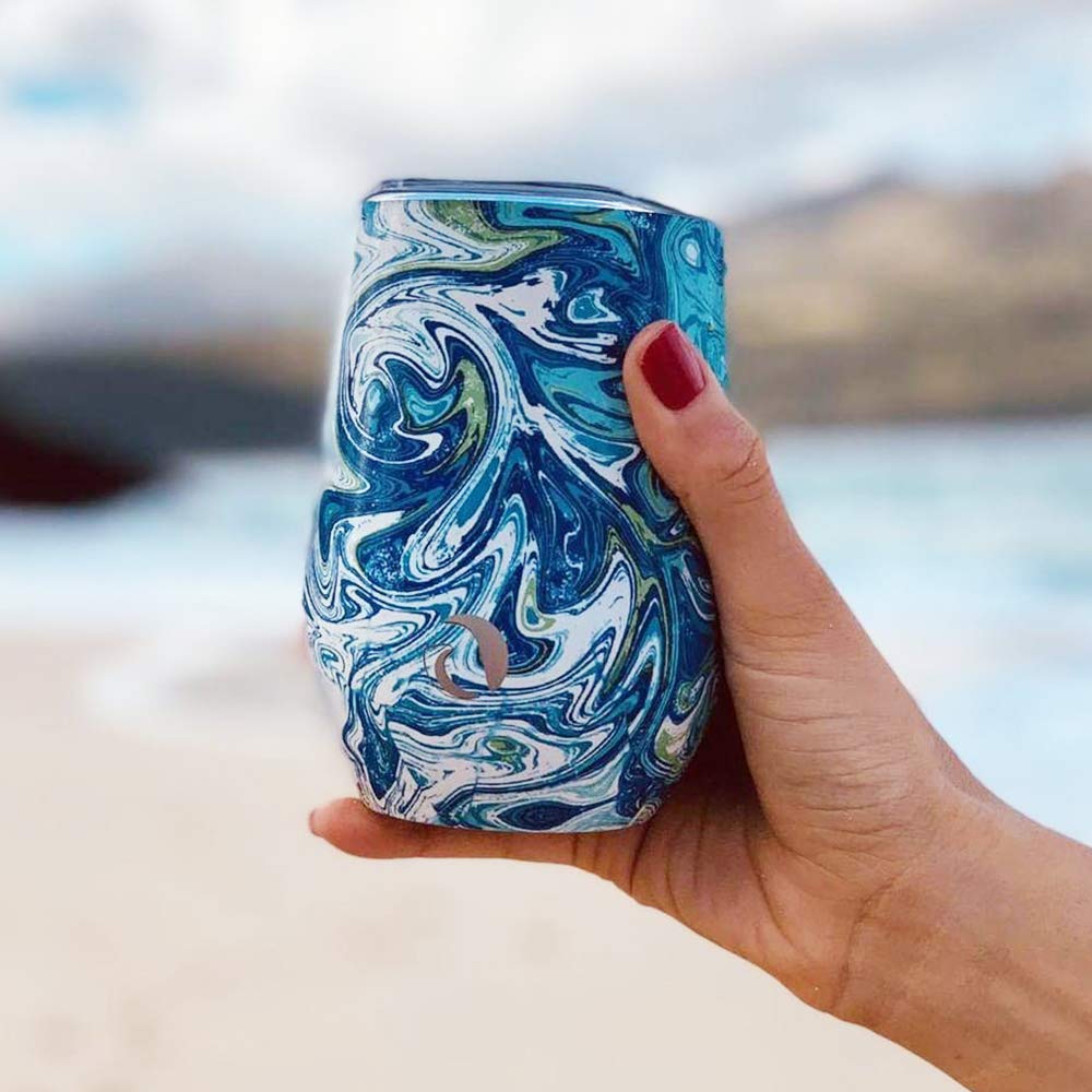 DRINCO® 12oz Insulated Wine Tumbler Glass (Venice Swirl) by Orchid Lavender Tumblers
