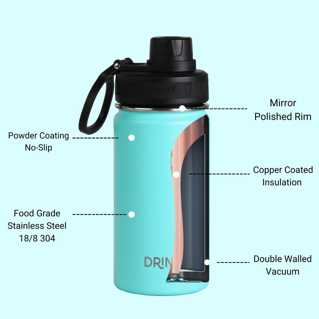 DRINCO® 14oz Stainless Steel Sport Water Bottle - Teal by Orchid Lavender Outdoor Recreation
