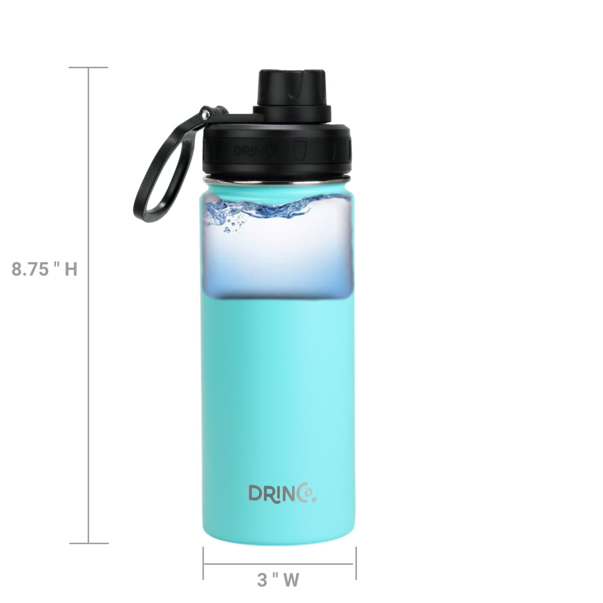 DRINCO® 18oz Stainless Steel Sport Water Bottle - Teal by Orchid Lavender Water Bottles