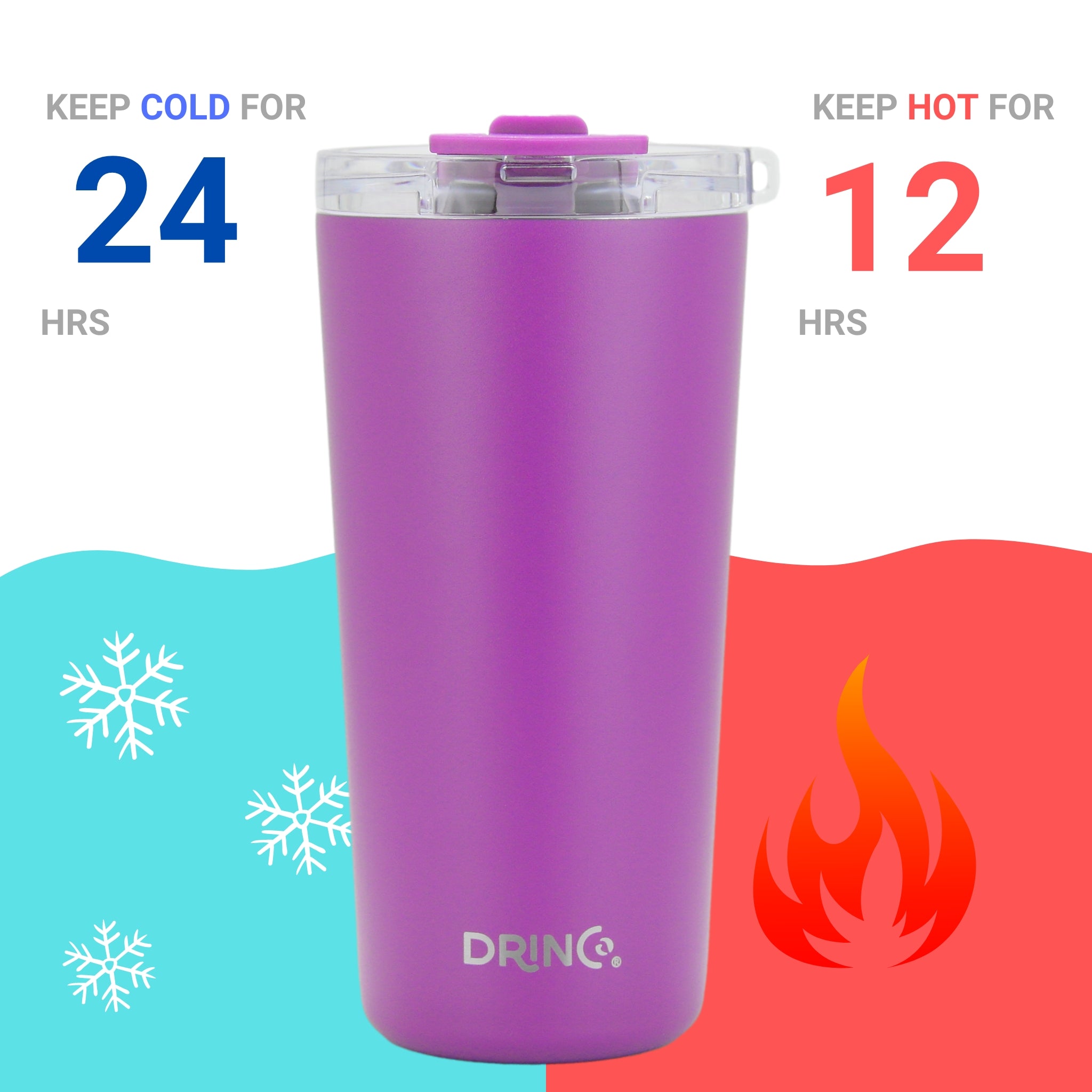 DRINCO® Seattle 20oz Insulated Tumbler Spill Proof Lid w/straw-Purple by Orchid Lavender Tumblers