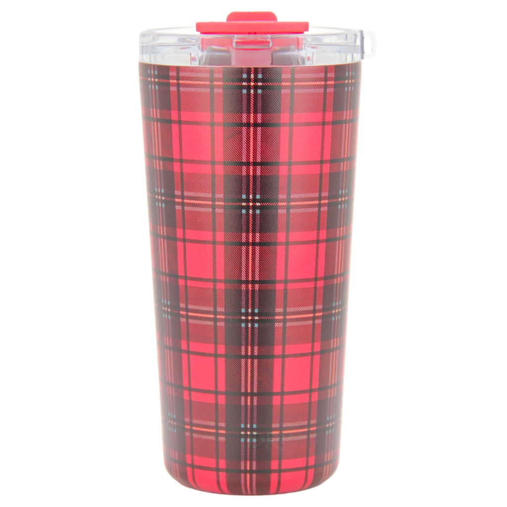 DRINCO® Seattle 20oz Insulated Tumbler Leakproof w/straw-Tartan Plaid by Orchid Lavender Tumblers