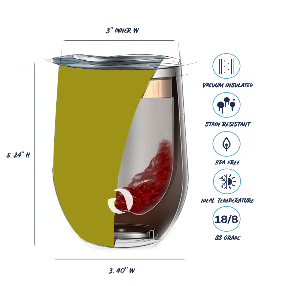 DRINCO® 12oz Insulated Wine Tumbler Glass (Martini Green) by Orchid Lavender Tumblers