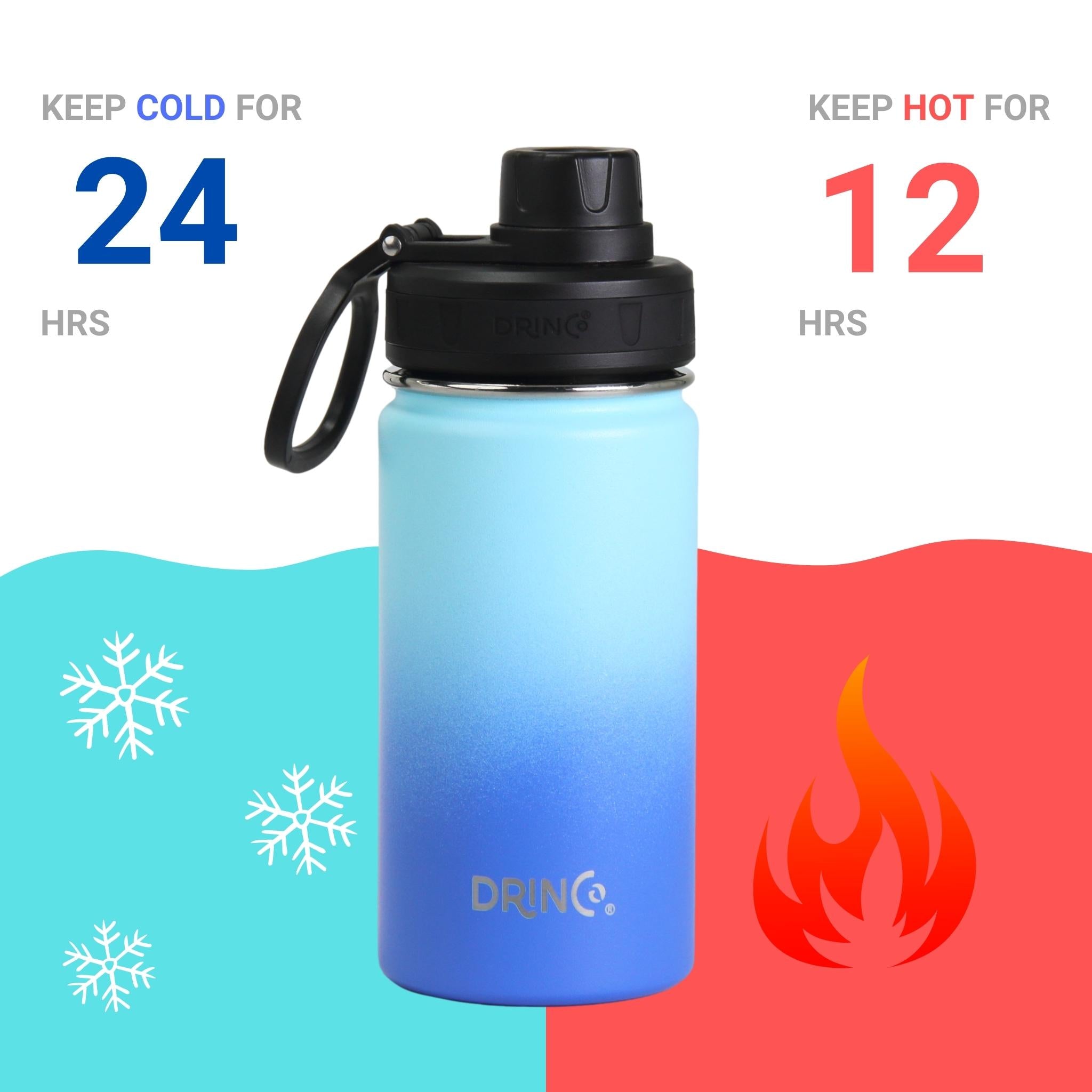DRINCO® 14oz Stainless Steel Sport Water Bottle - Morning Sky Blue by Orchid Lavender Water Bottles