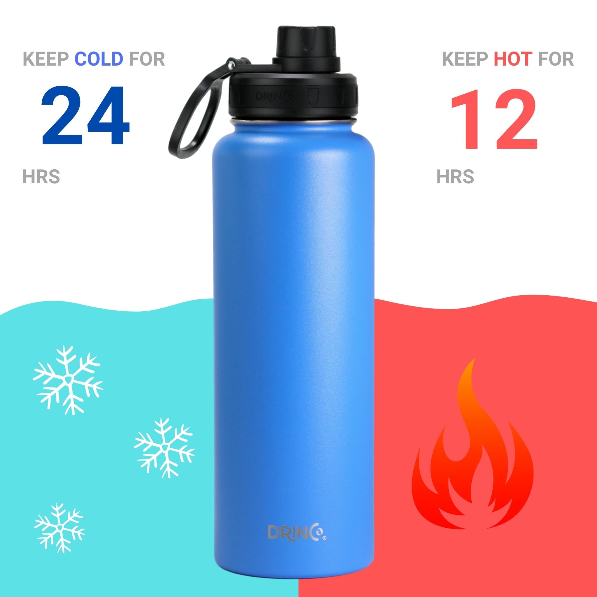 DRINCO® 40oz Stainless Steel Sport Water Bottle - Royal Blue by Orchid Lavender Water Bottles