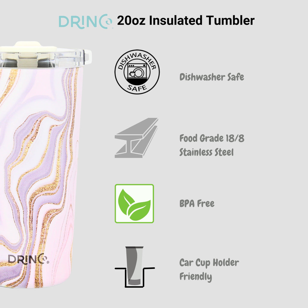 DRINCO® Seattle 20oz Insulated Tumbler Leakproof w/straw-Rosa Gold by Orchid Lavender Tumblers
