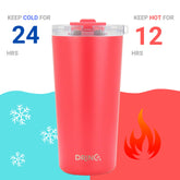 DRINCO® Seattle 20oz Insulated Tumbler Spill Proof Lid w/straw-Red by Orchid Lavender Tumblers