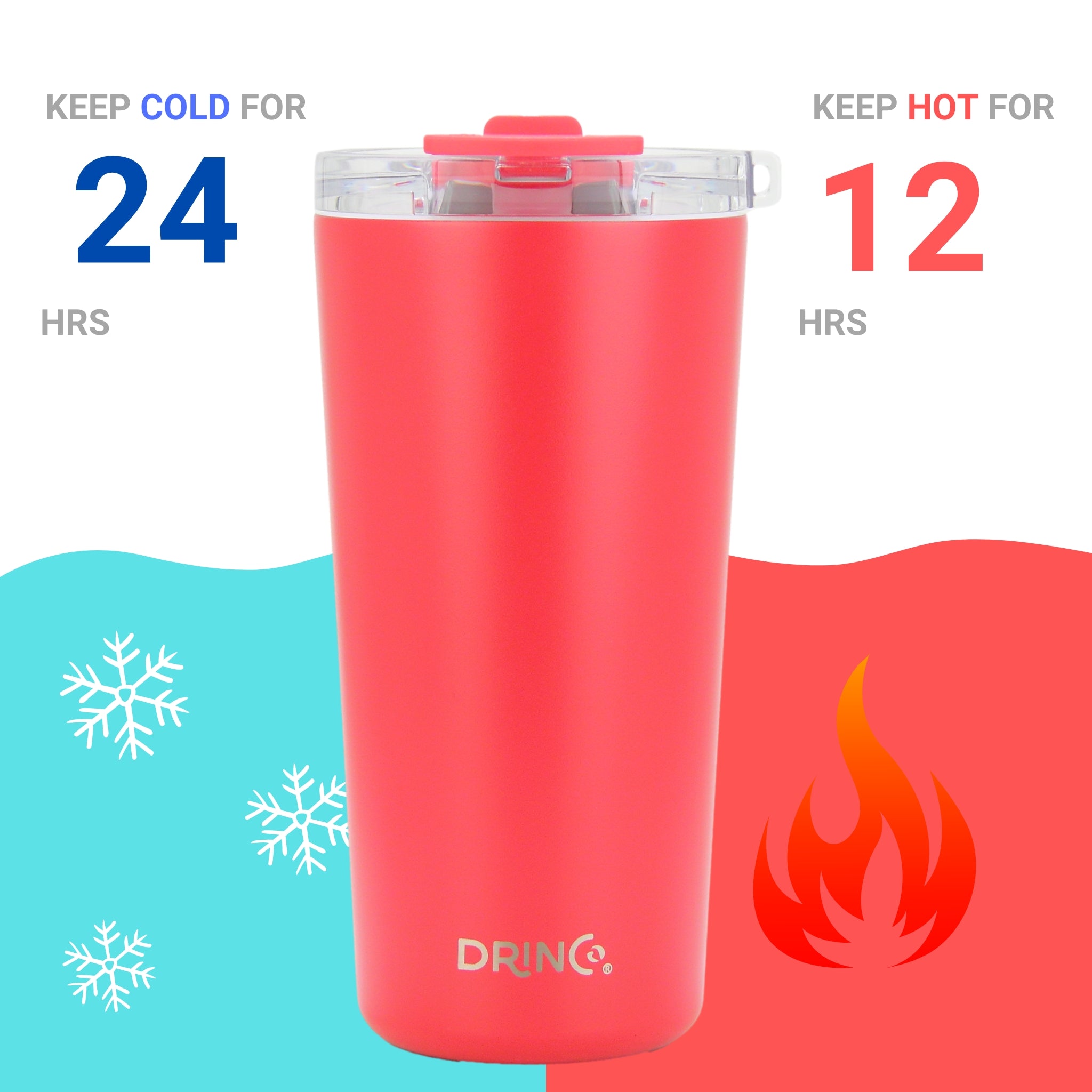 DRINCO® Seattle 20oz Insulated Tumbler Spill Proof Lid w/straw-Red by Orchid Lavender Tumblers