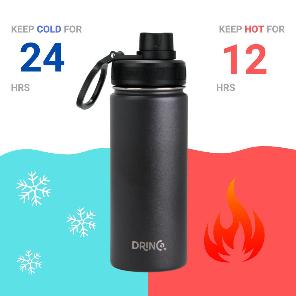 DRINCO® 18oz Stainless Steel Sport Water Bottle - Black by Orchid Lavender Water Bottles