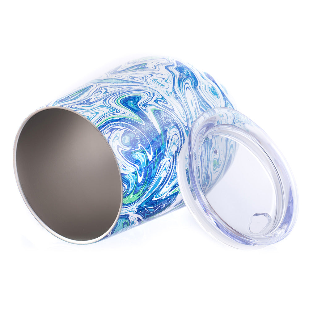 DRINCO® 12oz Insulated Wine Tumbler Glass (Venice Swirl) by Orchid Lavender Tumblers