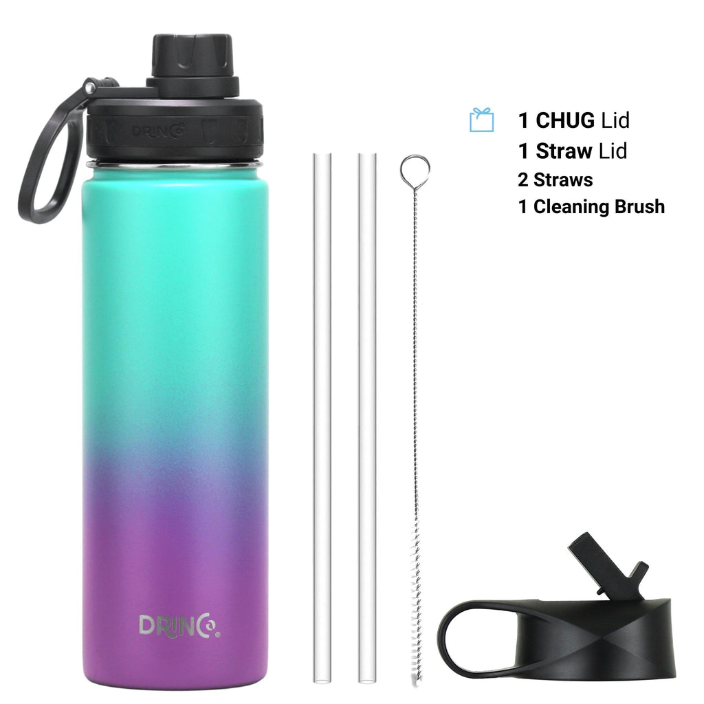 DRINCO® 22oz Stainless Steel Sport Water Bottle - Ombre Fuschia Teal by Orchid Lavender Water Bottles