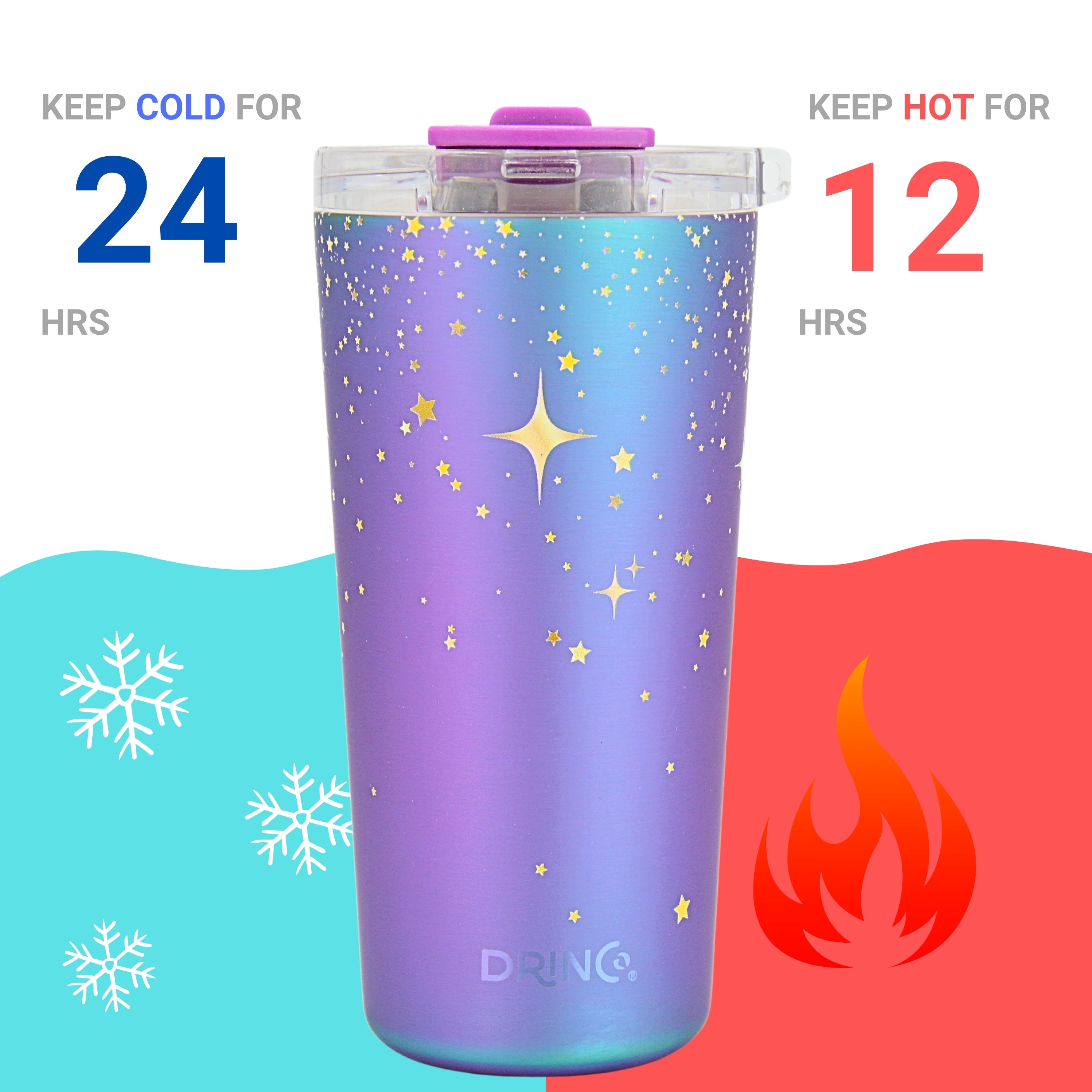DRINCO® Seattle 20oz Insulated Tumbler Leakproof w/straw-North Star by Orchid Lavender Tumblers