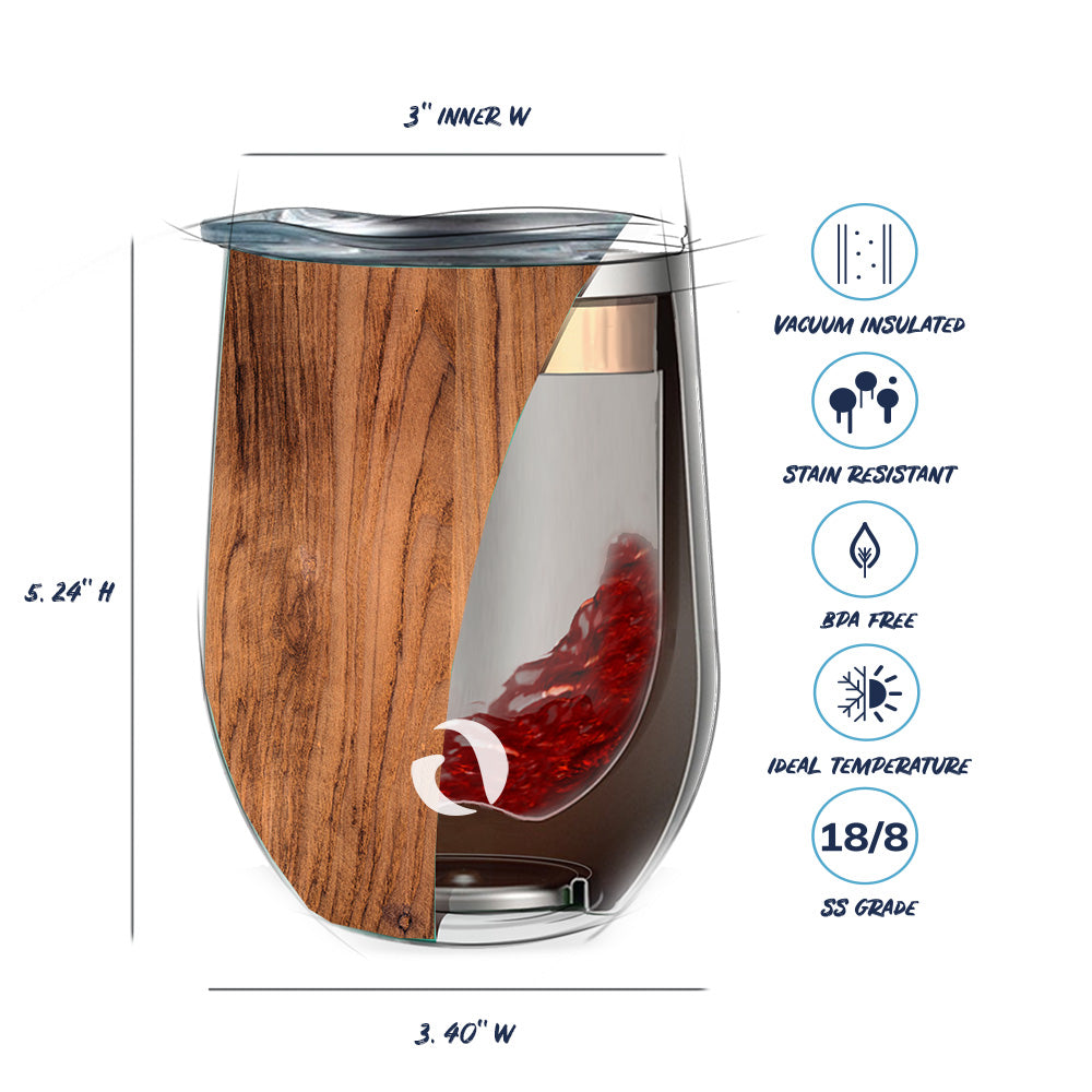 DRINCO® 12oz Insulated Wine Tumbler Glass (Woodland) by Orchid Lavender Tumblers