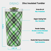 DRINCO® Seattle 20oz Insulated Tumbler Leakproof w/straw-Ireland Plaid by Orchid Lavender Tumblers