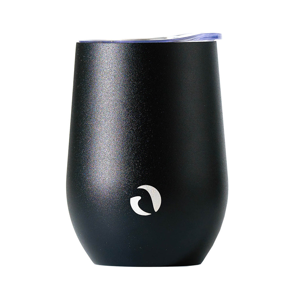 DRINCO® 12oz Insulated Wine Tumbler Glass (Matte Charcoal) by Orchid Lavender Tumblers