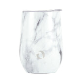 DRINCO® 12oz Insulated Wine Tumbler Glass (Pacifica White Marble) by Orchid Lavender Tumblers