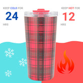 DRINCO® Seattle 20oz Insulated Tumbler Leakproof w/straw-Tartan Plaid by Orchid Lavender Tumblers