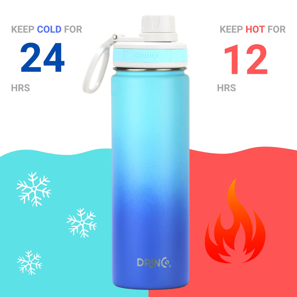 DRINCO® 22oz Stainless Steel Sport Water Bottle - Morning Sky Blue by Orchid Lavender Water Bottles