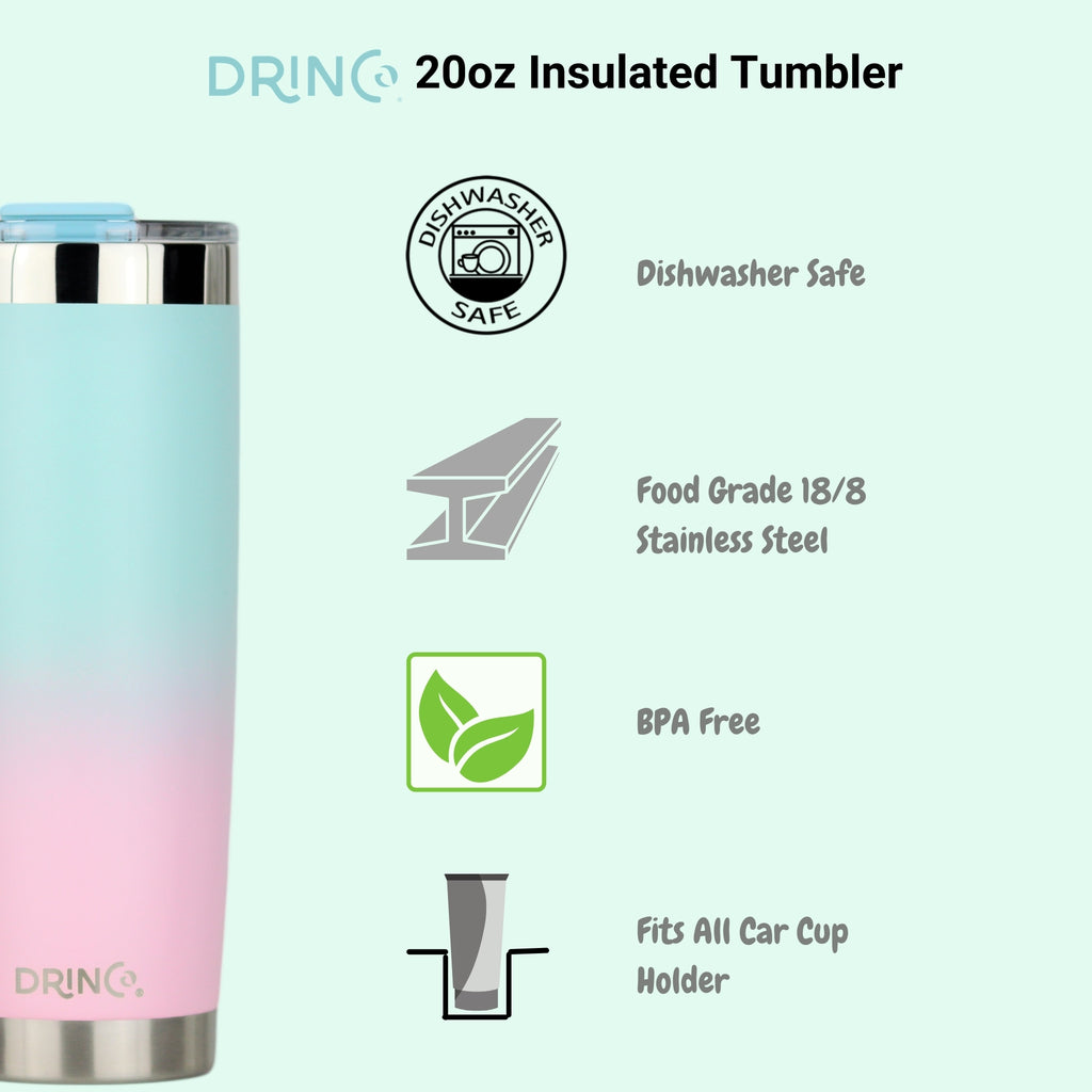 DRINCO® 20oz Insulated Tumbler Spill Proof Lid 2 Straws(Macaron) by Orchid Lavender Tumblers