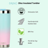 DRINCO® 20oz Insulated Tumbler Spill Proof Lid 2 Straws(Macaron) by Orchid Lavender Tumblers