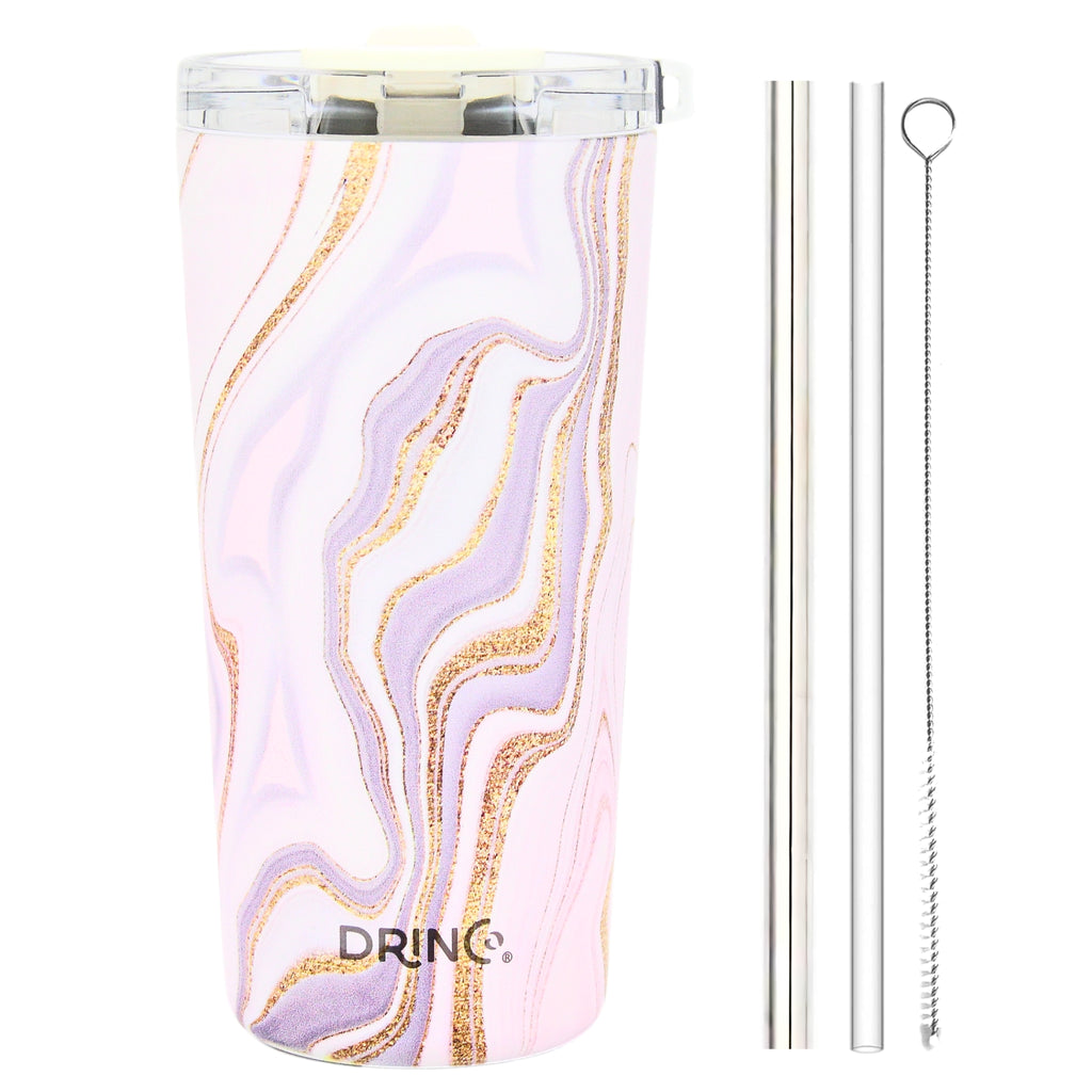 DRINCO® Seattle 20oz Insulated Tumbler Leakproof w/straw-Rosa Gold by Orchid Lavender Tumblers