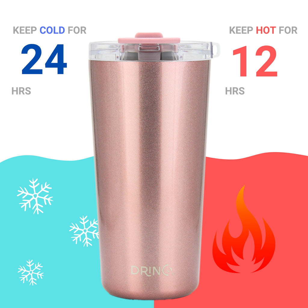 DRINCO® Seattle 20oz Insulated Tumbler Spill Proof Lid w/straw-Gold by Orchid Lavender Tumblers