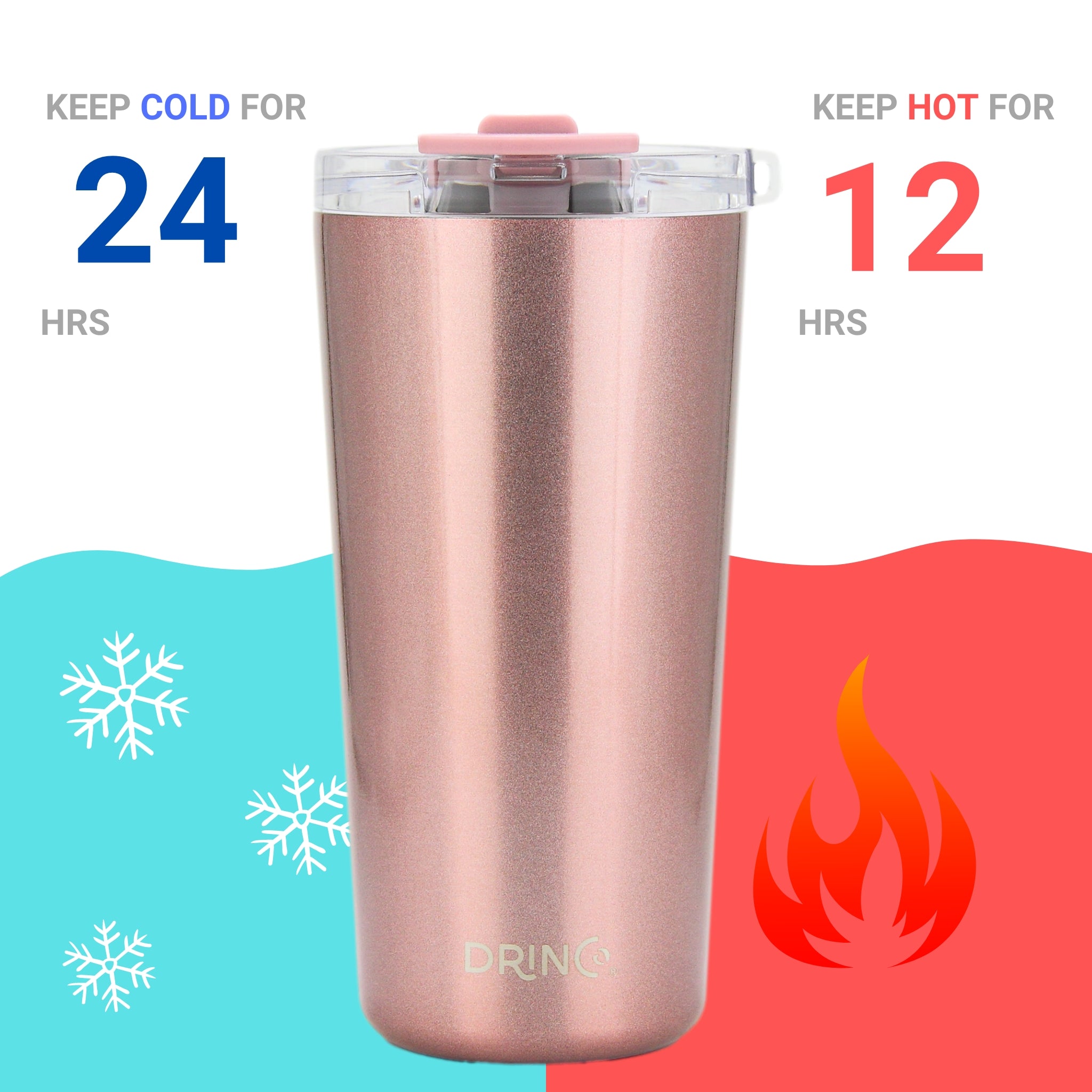 DRINCO® Seattle 20oz Insulated Tumbler Spill Proof Lid w/straw-Gold by Orchid Lavender Tumblers
