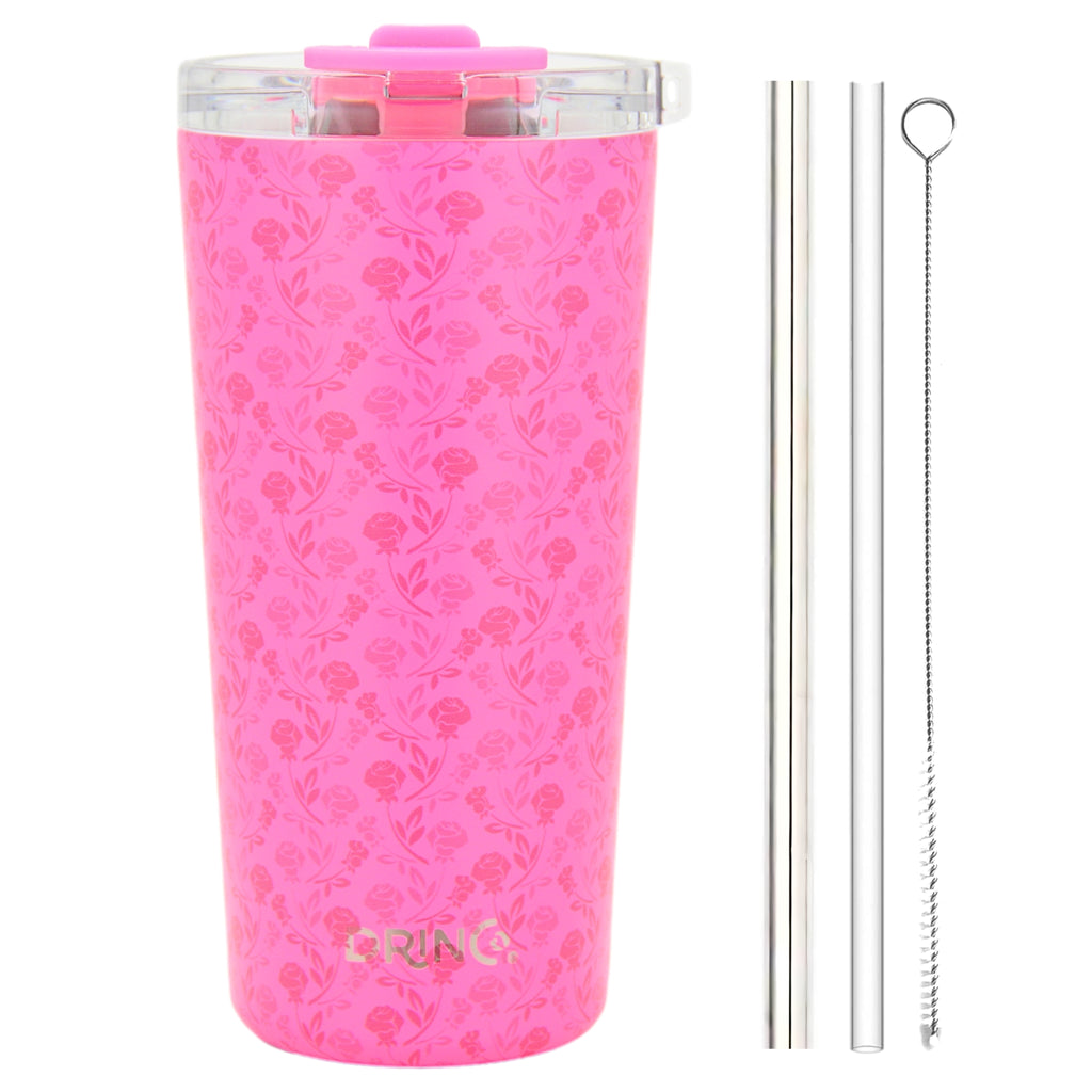 DRINCO® Seattle 20oz Insulated Tumbler Leakproof w/straw-Pink Rose by Orchid Lavender Tumblers