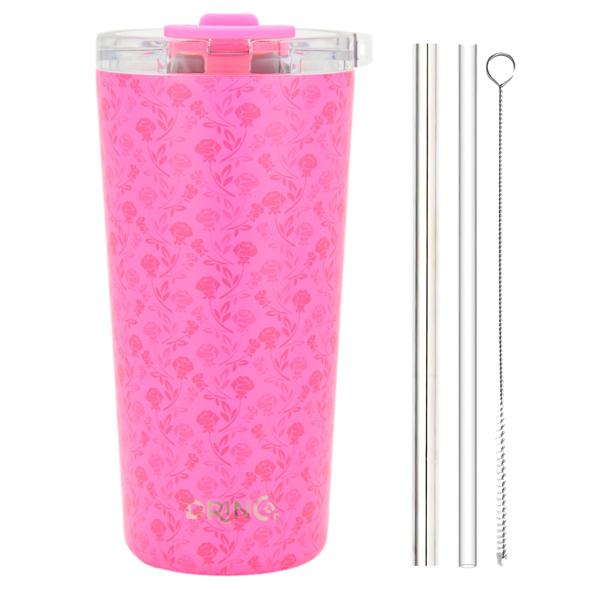 DRINCO® Seattle 20oz Insulated Tumbler Leakproof w/straw-Pink Rose by Orchid Lavender Tumblers