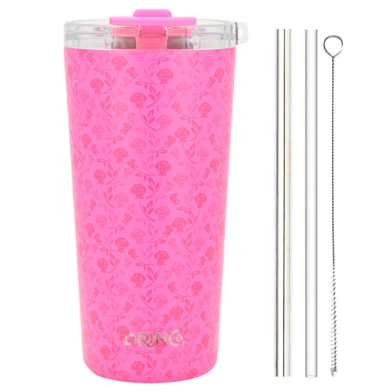 DRINCO® Seattle 20oz Insulated Tumbler Leakproof w/straw-Pink Rose by Orchid Lavender Tumblers