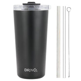 DRINCO® Seattle 20oz Insulated Tumbler Spill Proof Lid w/straw-Black by Orchid Lavender Tumblers