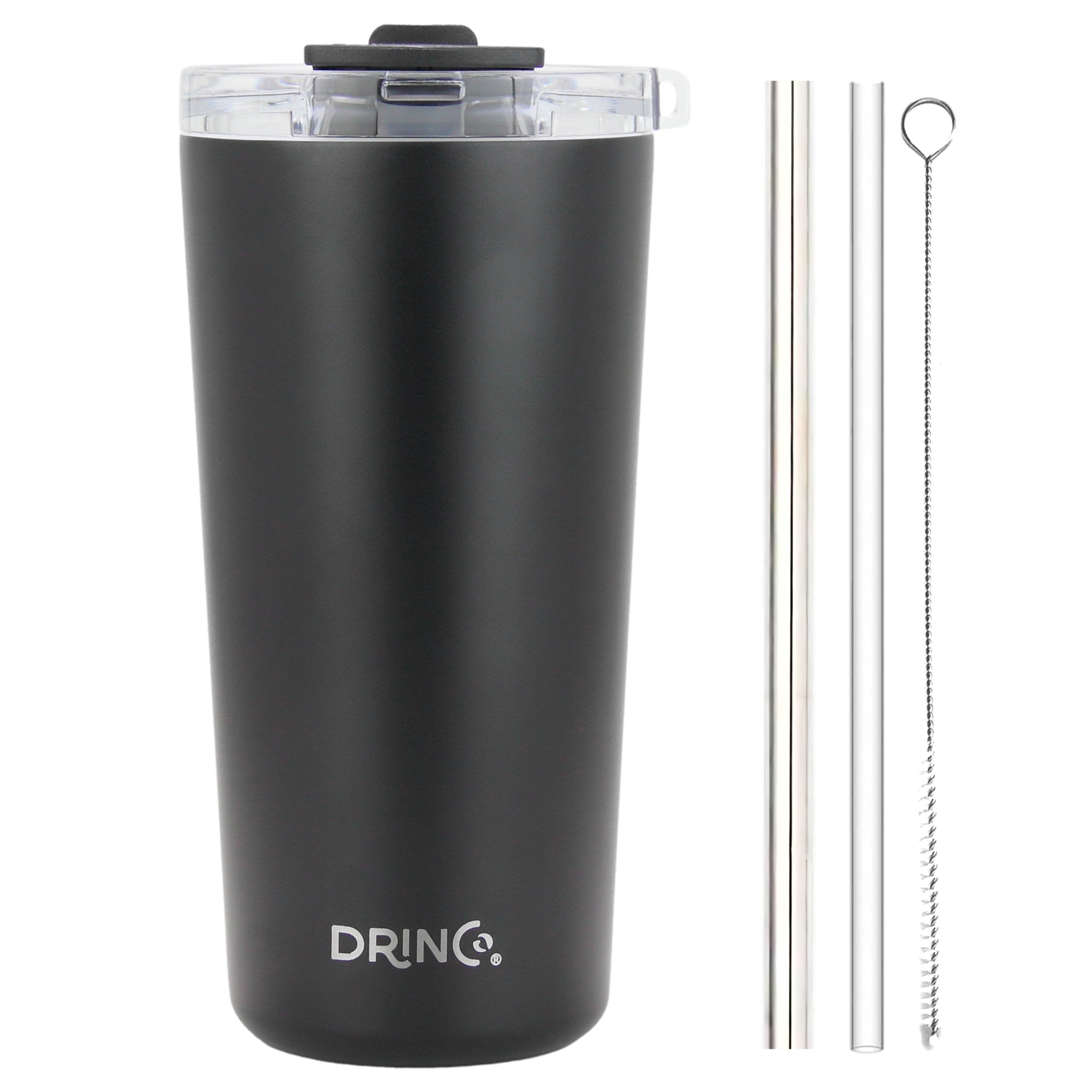 DRINCO® Seattle 20oz Insulated Tumbler Spill Proof Lid w/straw-Black by Orchid Lavender Tumblers