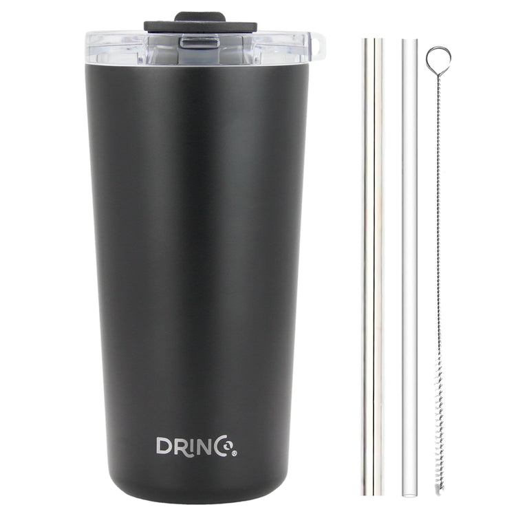 DRINCO® Seattle 20oz Insulated Tumbler Spill Proof Lid w/straw-Black by Orchid Lavender Tumblers