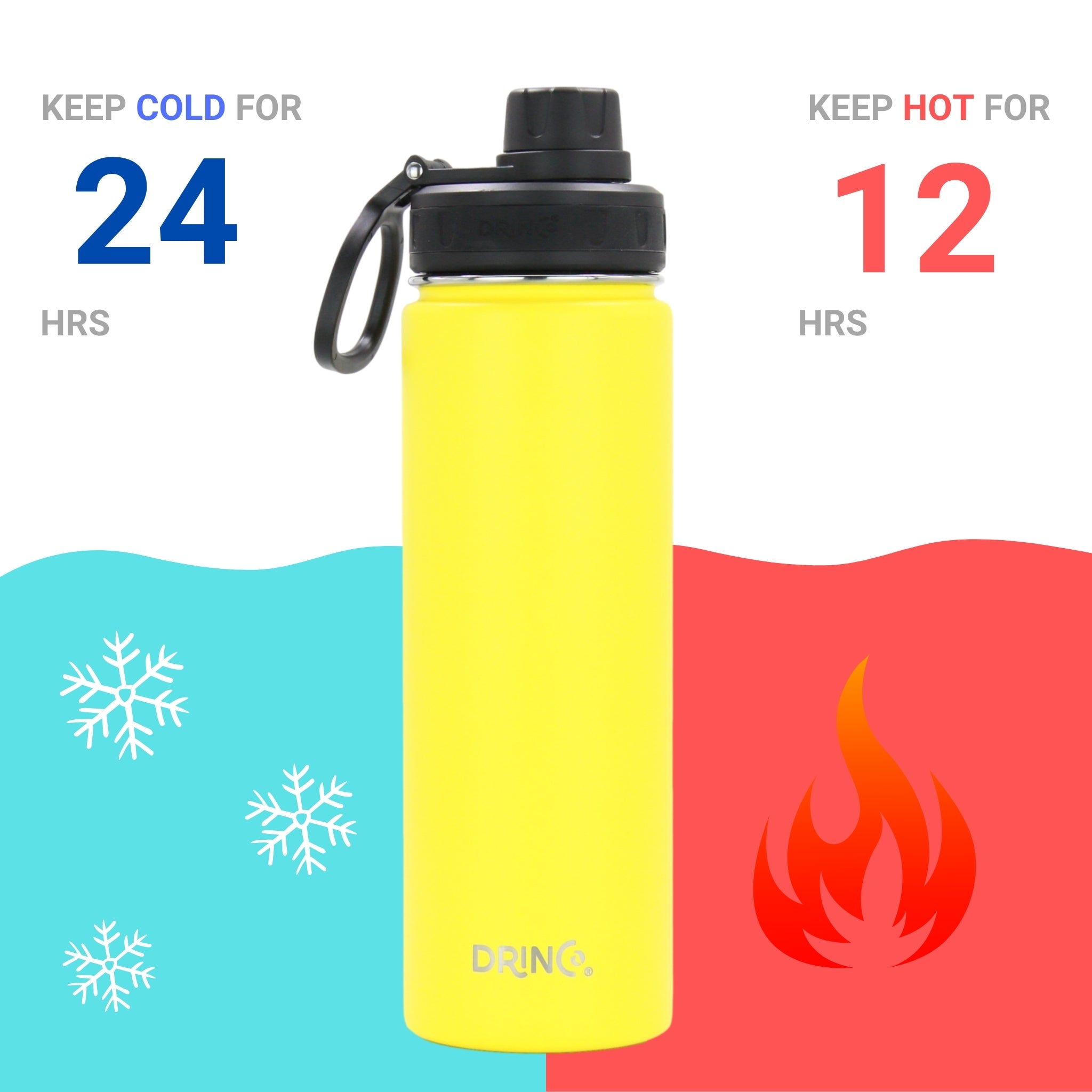 DRINCO® 22oz Stainless Steel Sport Water Bottle - Illuminating Yellow by Orchid Lavender Water Bottles