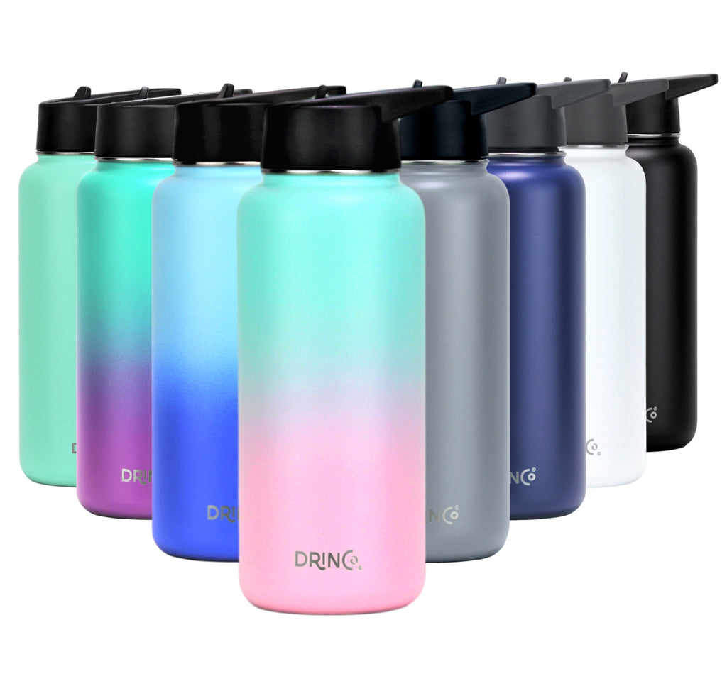 DRINCO® 32oz Stainless Steel Water Bottle (3 lids) - Macaron by Orchid Lavender Water Bottles