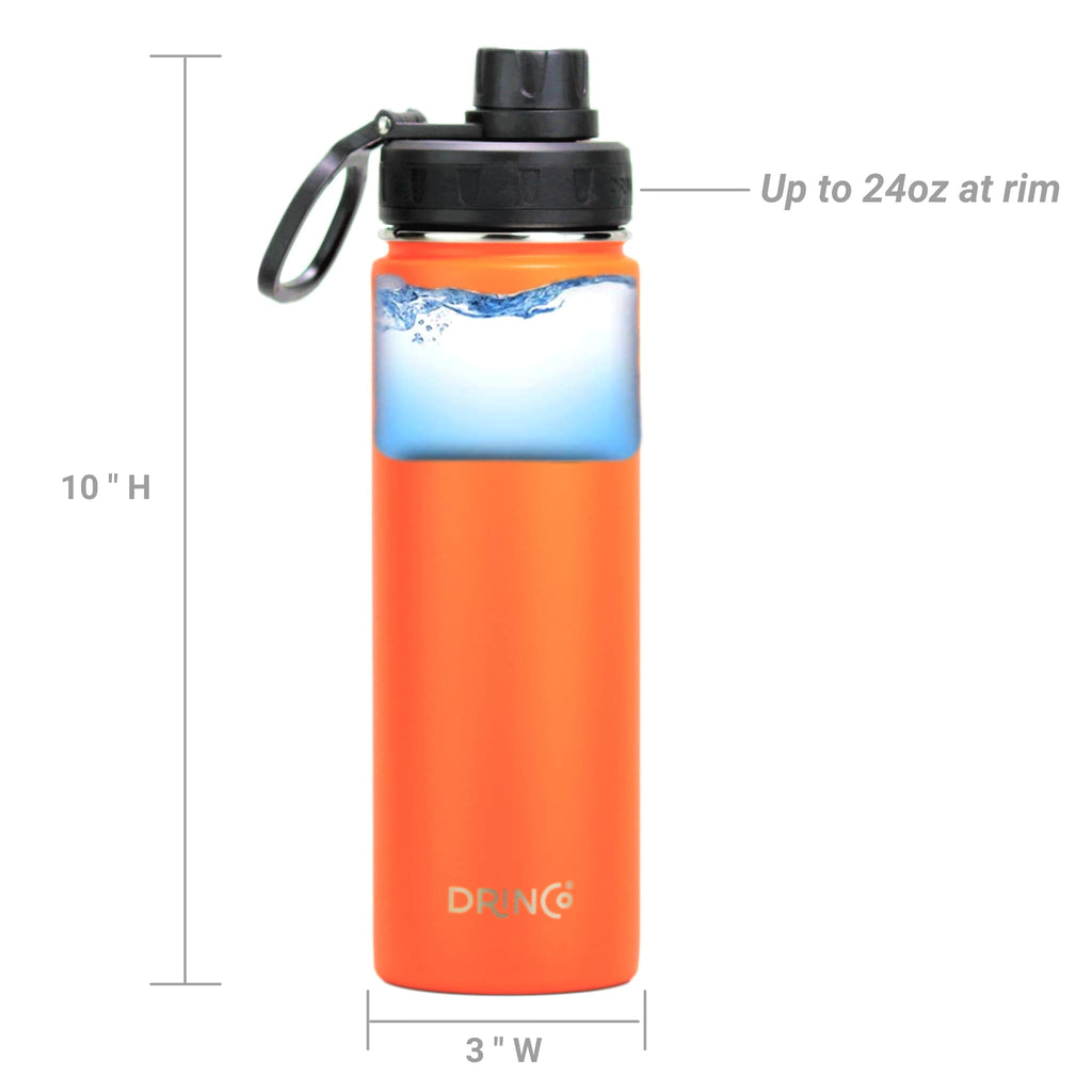 DRINCO® 22oz Stainless Steel Sport Water Bottle - Orange by Orchid Lavender Water Bottles