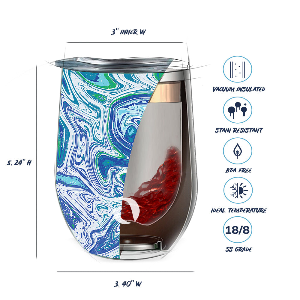 DRINCO® 12oz Insulated Wine Tumbler Glass (Venice Swirl) by Orchid Lavender Tumblers
