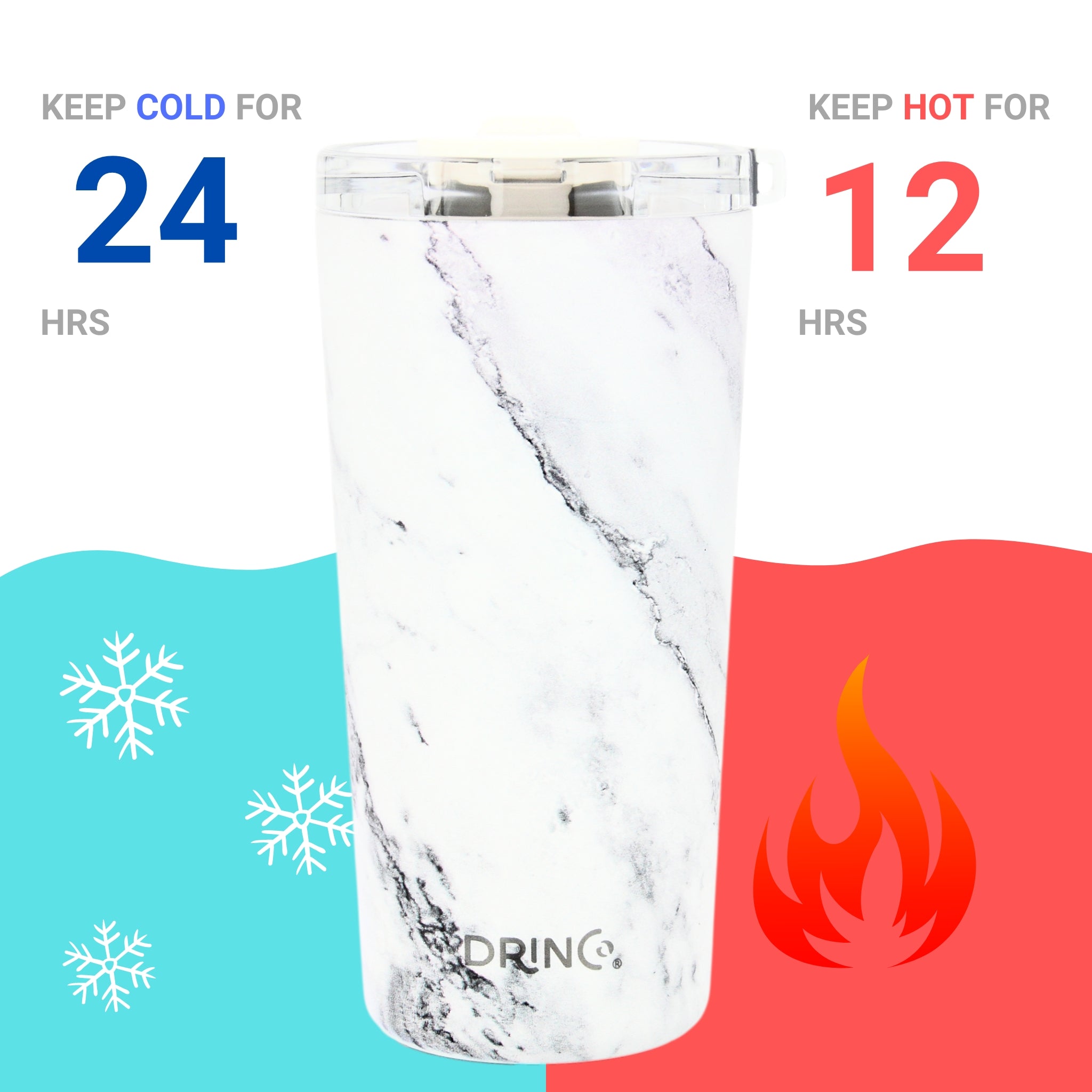 DRINCO® Seattle 20oz Insulated Tumbler Leakproof-Calacatta Marble by Orchid Lavender Tumblers