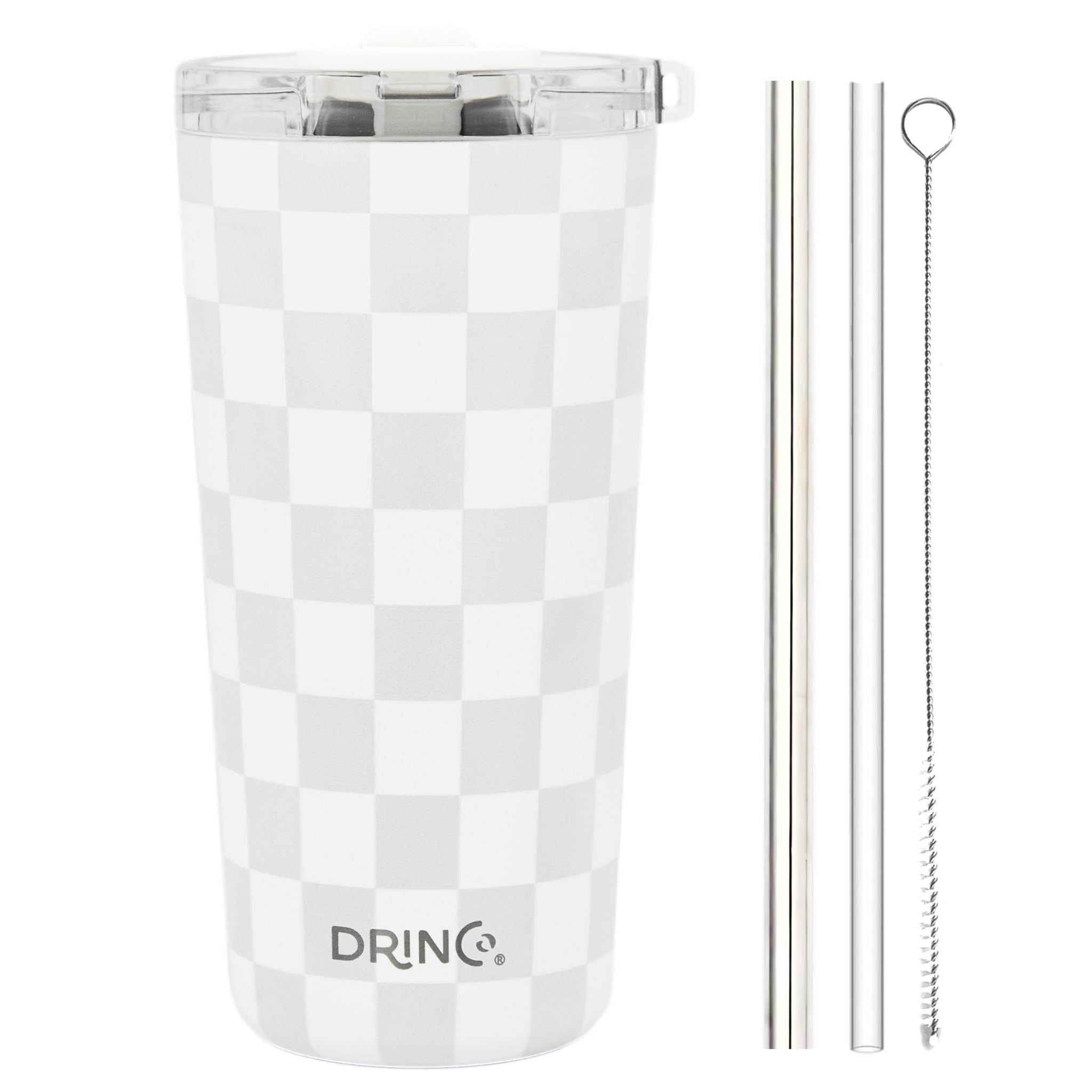 DRINCO® Seattle 20oz Insulated Tumbler Leakproof w/straw-Checker by Orchid Lavender Tumblers