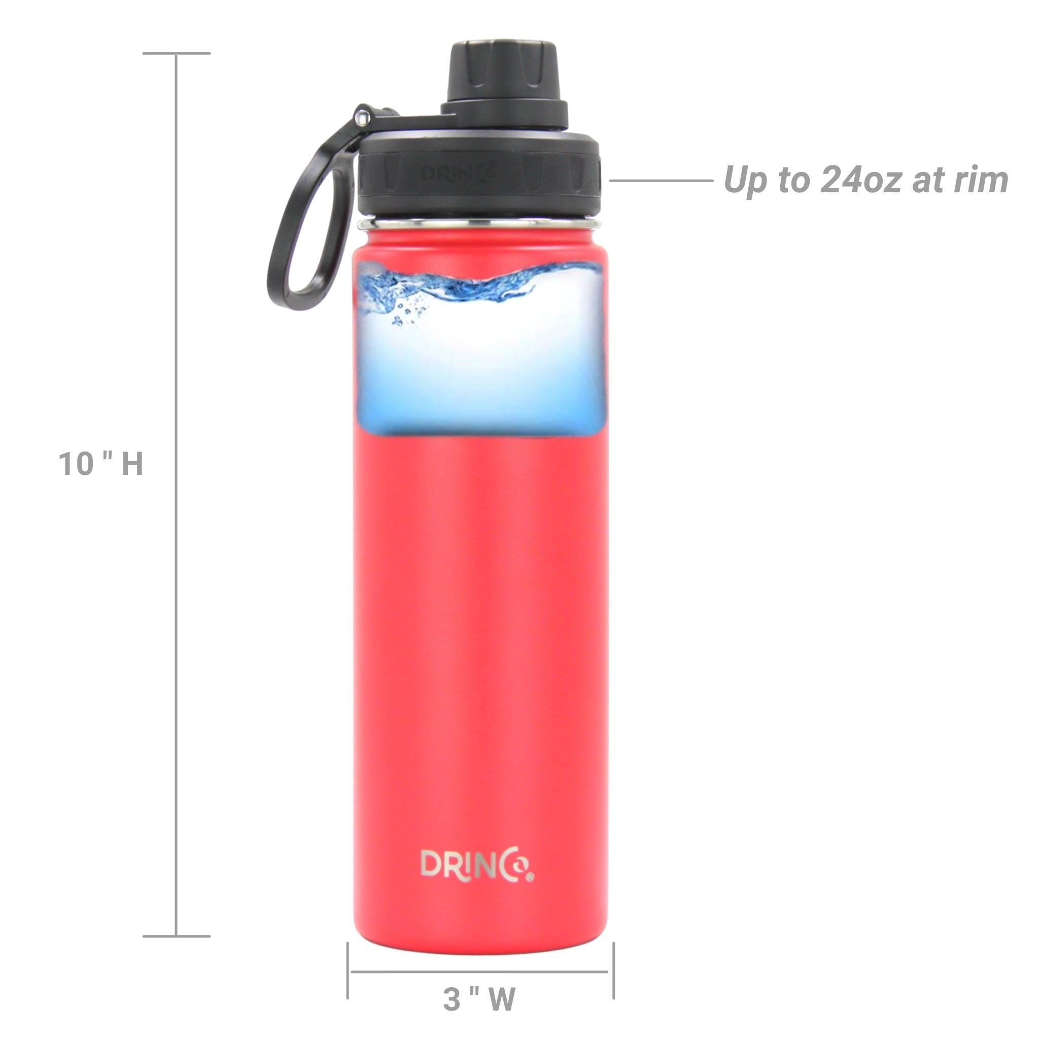 DRINCO® 22oz Stainless Steel Sport Water Bottle - Barn Red by Orchid Lavender Water Bottles