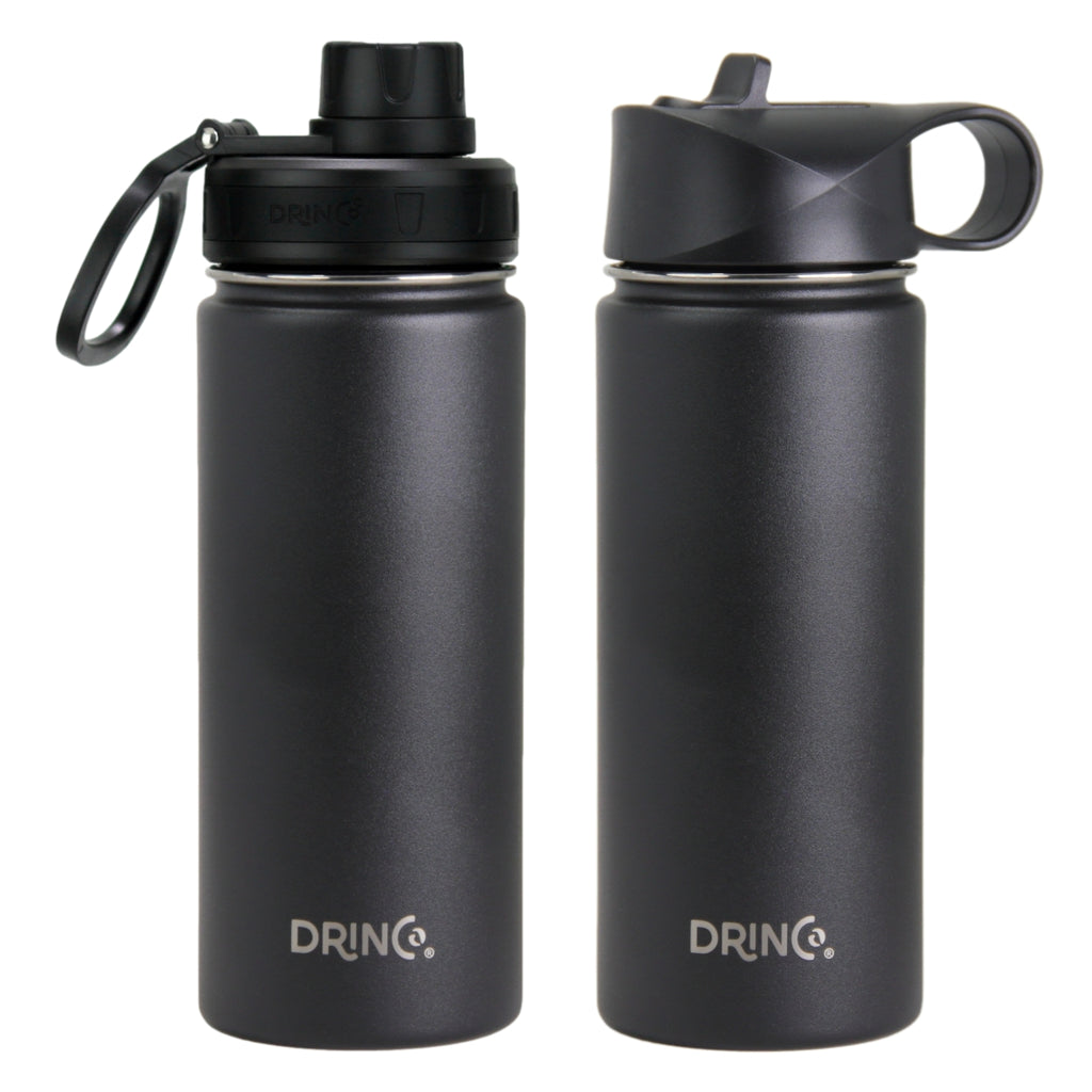 DRINCO® 18oz Stainless Steel Sport Water Bottle - Black by Orchid Lavender Water Bottles