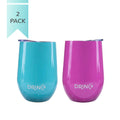 DRINCO® 12oz 2PK Insulated Wine Tumbler Glass (OG Aqua/Pink) by Orchid Lavender Tumblers