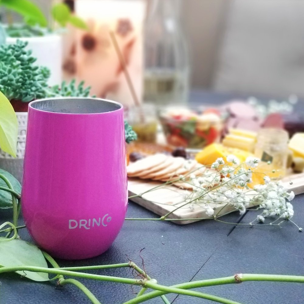DRINCO® 12oz 4Pk Insulated Wine Tumbler Glass (OG) by Orchid Lavender Tumblers
